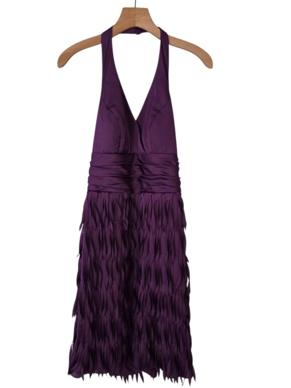Hailey Logan Adrianna‎ Papell Dress Purple Formal Halter Top Flapper Look Sz 6